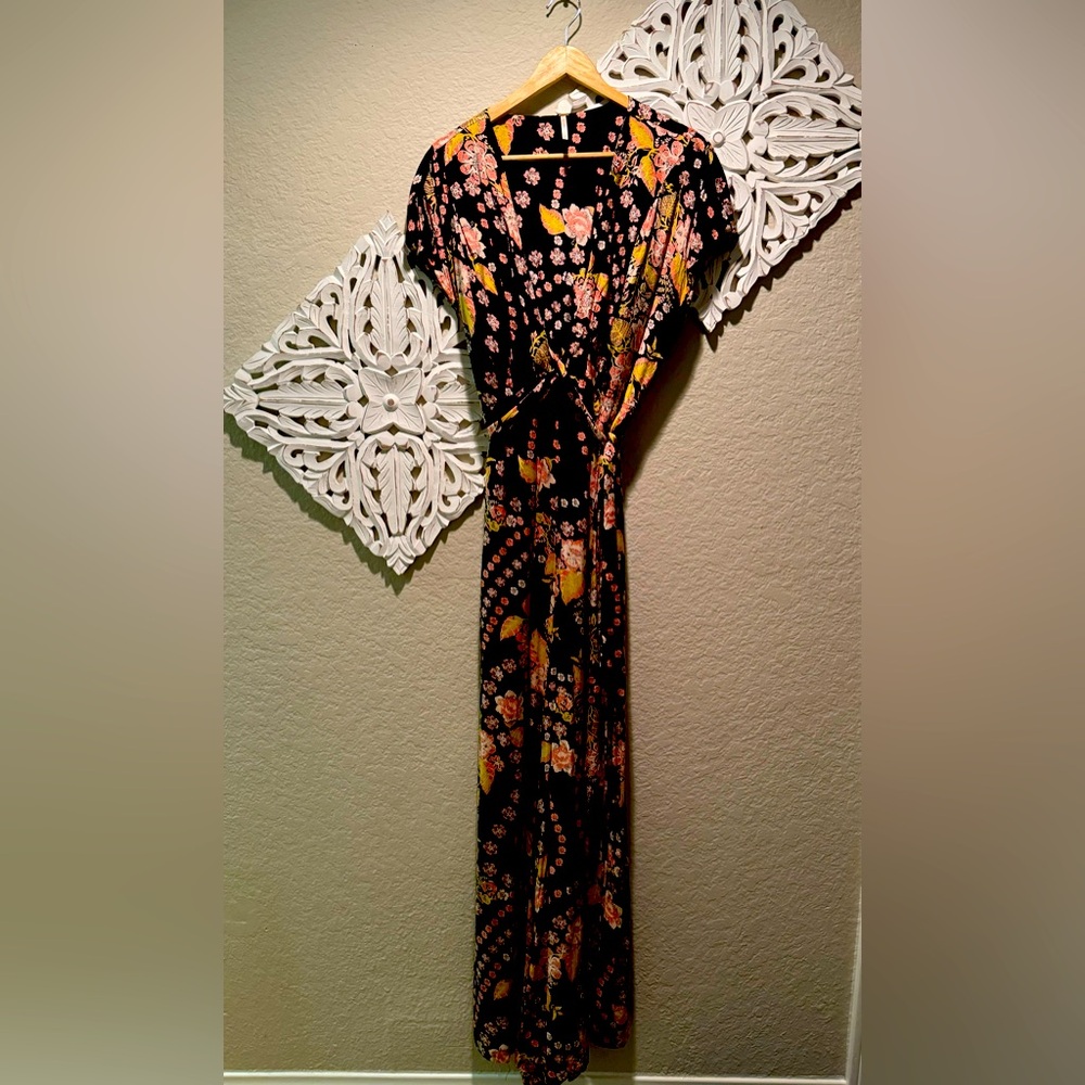Free People Floral Black Jumpsuit